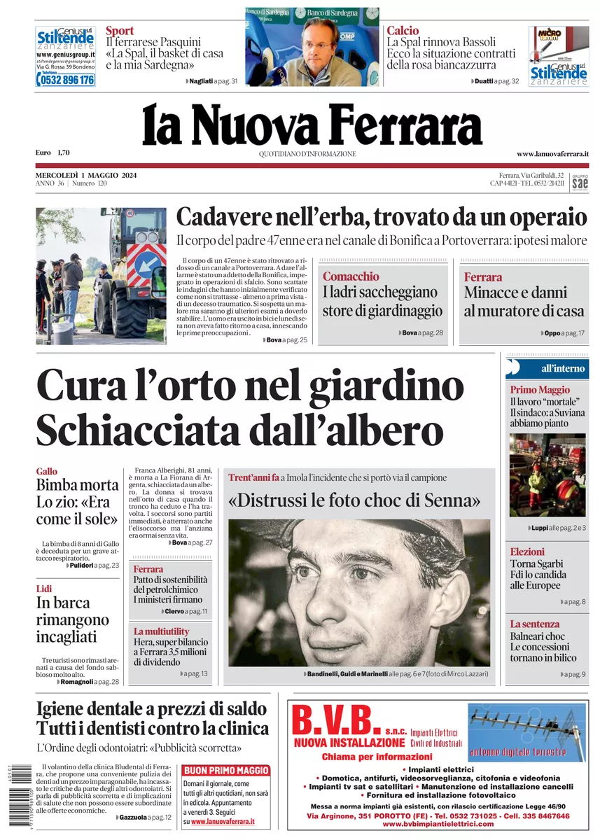 Prima-pagina-nuova ferrara-oggi-edizione-del-2024-05-01